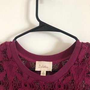 Anthropologie Maroon Lace Shell